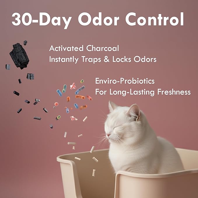 Lady N Granular Tofu Cat Litter Mini-Pellet Compatible with Automatic Self Cleaning Cat Litter Box, Strong Clumping Ultra Absorbent, Low Tracking, Odor Control Activated Charcoal 9lb