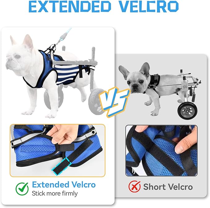 2024 Upgraded Dog Wheelchair for Back Legs Small Wheelchair for Dogs with Disabled Hind Legs Walking Adjustable Dog Carts with Heavy Duty Wheels