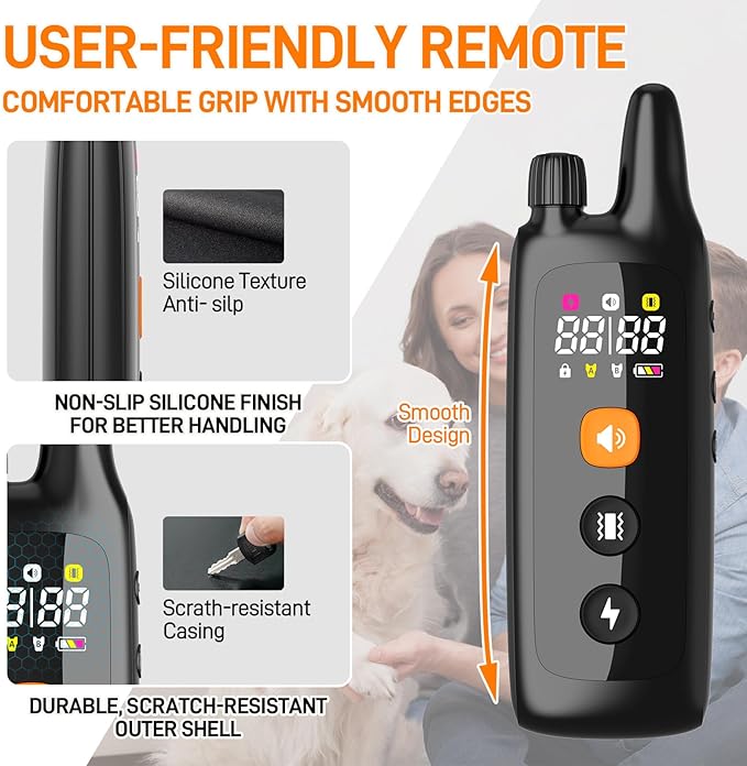 Dog Training Shock Collar 4000FT Dog Bark Collar with Remote IP67 Waterproof 4 Training Modes Beep Vibration Shock Light Mode Magnetic Charger Electric Dogs Collar 8-25 inches Single Shock Iron Black