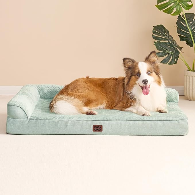 EHEYCIGA Memory Foam Dog Bed XLarge Sized Dogs, Extra Large Dog Bed Orthopedic with Washable Removable Cover, Waterproof XL Pet Bed Couch for Crate, 41x27x6 Inches, Greyish Green