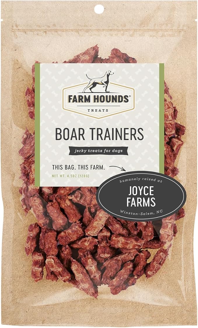 Farm Hounds - Boar Trainers - Premium Natural Jerky for Dogs - from 100% Humanely Raised Boar - Easy-Break - Great for Training & Treats - No Added Fillers - Made in USA - 4.5 oz - 1 Pack