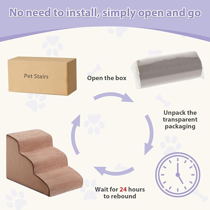 Dog Stairs for High Beds, 5-Steps Pet Steps for Bed, Pet Stairs with Highly Supportive Foam and Non-Slip Bottom, Dog Stairs for Large Dogs and Medium Dogs (High 22.6 Inch)