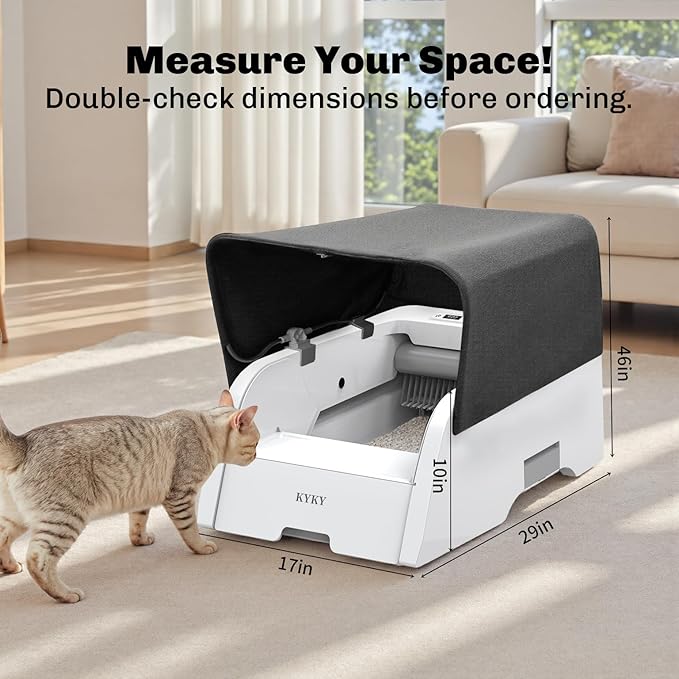 2 in 1 Self Cleaning Litter Box with APP Control, Open or Covered Canopy Design to Meet Cats' Varying Preferences, Large Automatic Cat Litter Box for Multiple Cats, Quiet, Odorless & Safe