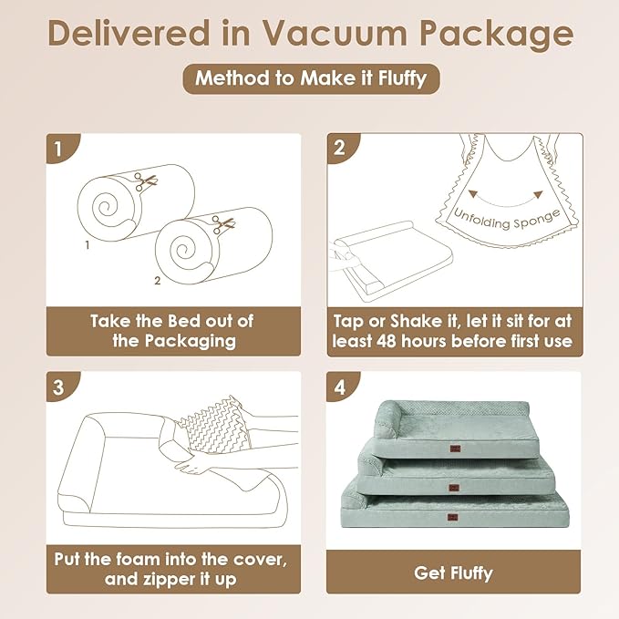 EHEYCIGA Memory Foam Dog Bed XLarge Sized Dogs, Extra Large Dog Bed Orthopedic with Washable Removable Cover, Waterproof XL Pet Bed Couch, 44x33x6 Inches, Greyish Green