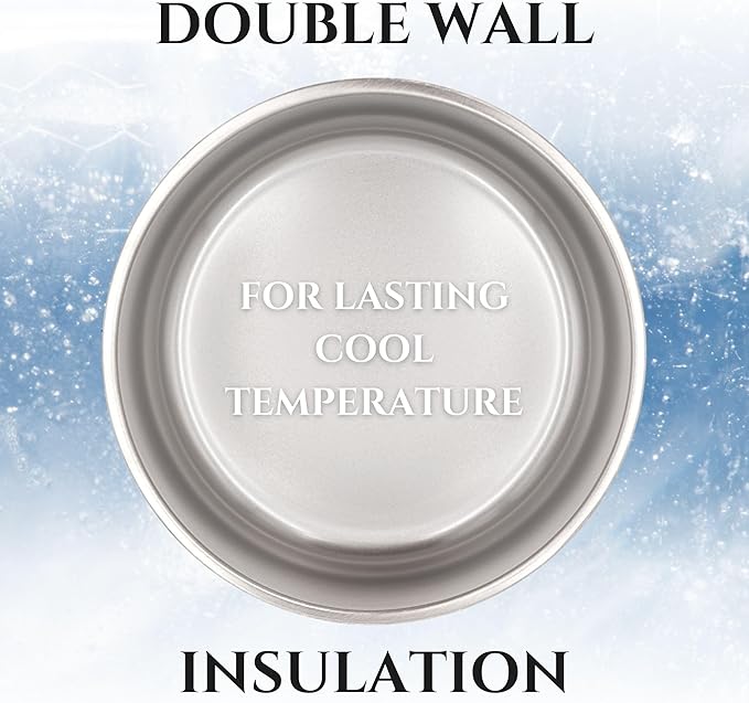 Stainless Steel Dog Bowl for Small-Large Dogs | Double Wall Insulated, Non-Slip Base Heavy Duty Water and Food Bowls for Dogs & Cats | Pet Safe BPA Free & Dishwasher Safe | 32 Oz - White