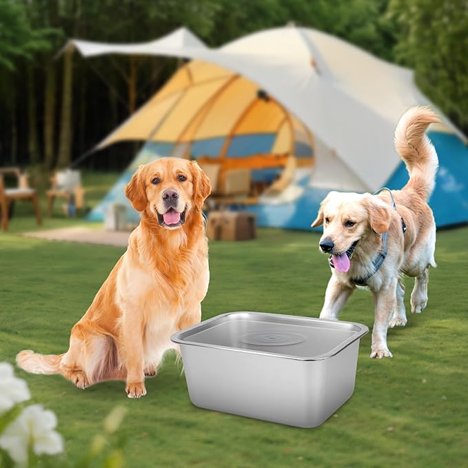 YUEPET 3 Gallons Stainless Steel Dog Water Bowls, Extra Large Metal Dog Food and Water Bowl Large Capacity Pet Water Bowl for Indoor and Outdoor Extra Large Dogs