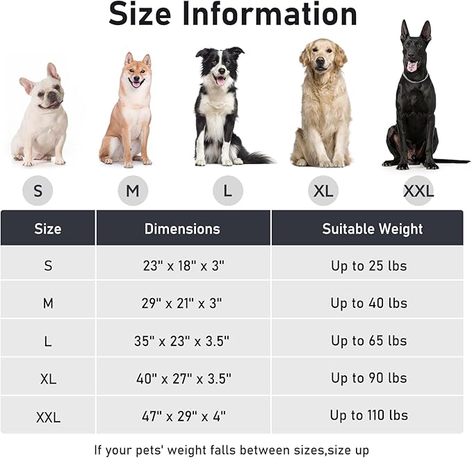 FURTIME Washable XXL Dog Bed for Extra Large Dogs, Giant Deluxe Dog Crate Beds Comfy Fluffy Kennel Pad Anti-Slip Pet Sleeping Mat, Machine Washable Dogs Pillow, 47"x29"x4", Brown