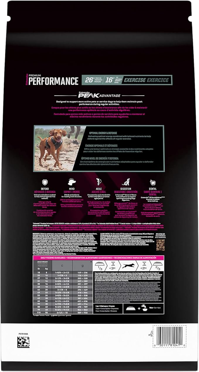 Eukanuba Adult Premium Performance 26/16 Exercise Dry Dog Food, 4.5 lb Bag