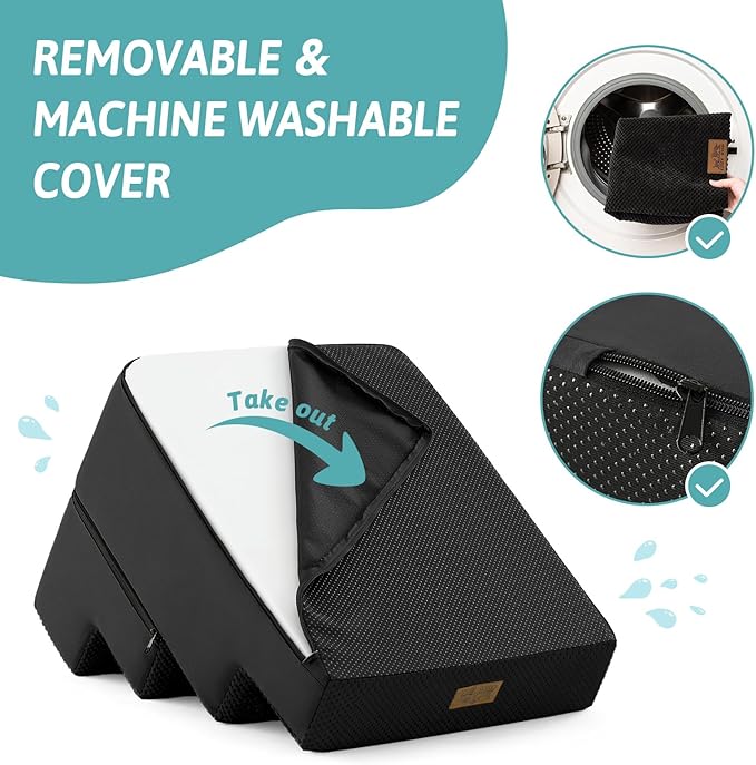 Dog Stairs for Small Dogs, 4 Tier Removable Pet Stairs for Couch and Bed, 17.7" H Dog Steps for Old Cats, Puppy, Small Dogs, 15.7x23.6x17.7 inch, Black