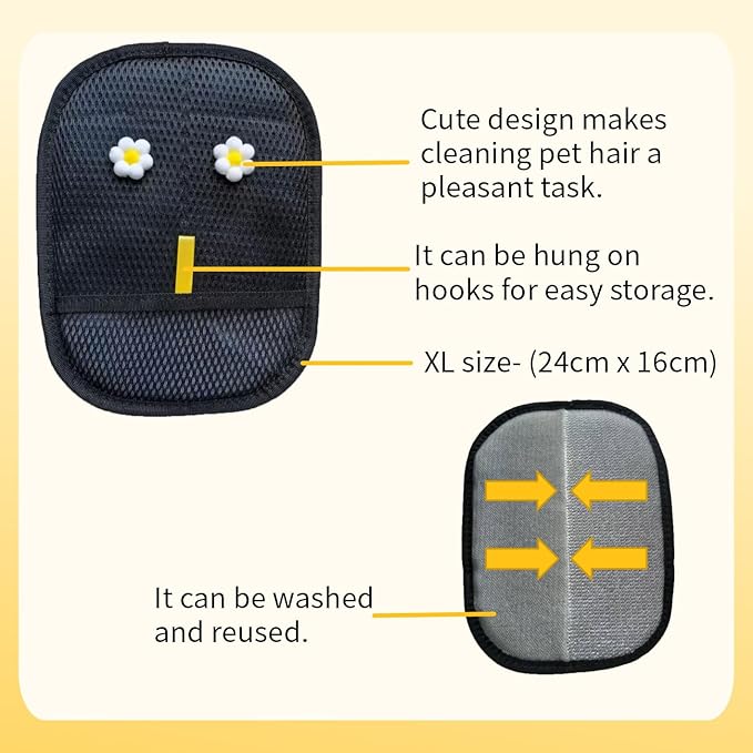 Extra Large Thickened Pet Hair Removal Glove for Dogs & Cats, Upgraded Reusable Electrostatic Pet Grooming Magic Glove with Cute Design for Furniture, Sofa & Clothes