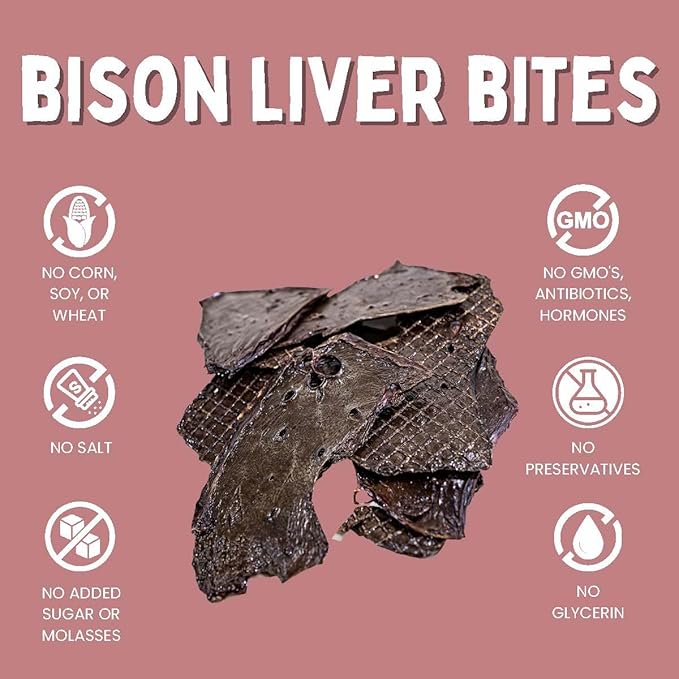 Winnie Lou Bison Liver Bites Dog Treats – Single Ingredient, Human Grade, Limited Ingredient Training Treats for Small, Medium & Large Dogs, Made in USA (1 Pack)