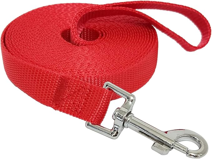 Nylon Training Dog Leash for Small Medium Large Dogs, 15ft 20ft 30ft 50ft Long Leash Dog/Puppy Lead for Obedience Recall Training, Camping (15ft, Red)