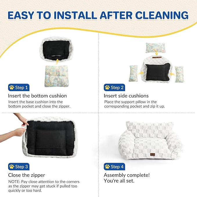 Cat Bed Cats Couch for Puppy and Kitten, Fluffy Pet Couch Small Dog Sofa Bed, Supportive Cat Sofa for Indoor Cats, Washable Cover & Non-Slip, 26 inch, Blue