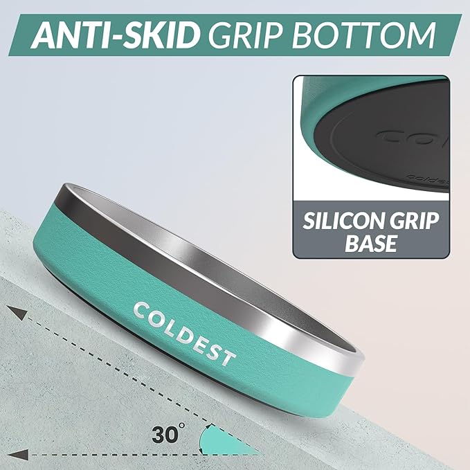 Coldest Dog Bowl - Anti Rust Metal, Non Slip, 3 Layers Insulated Stainless Steel Dog Bowls - Spill Proof & Heavy Duty - Water Bowl for Dogs, Cats & Pets, Dish Washer Safe (21 oz, Terraform Green)