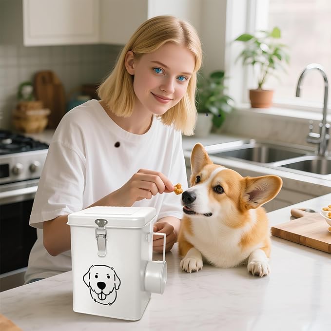 Dog Food Storage Container Airtight Dog Treat Container Pet Food Storage Containers Dog Treat Jar Tinplate Dog Treat Bin Black
