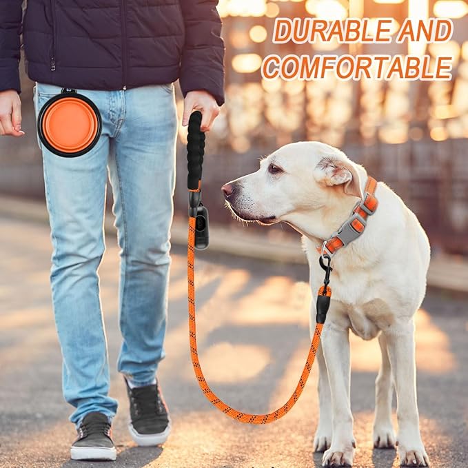 BARKBAY Dog Leashes for Large Dogs Heavy Duty Dog Leash 4/5/6 FT with Comfortable Padded Handle and Highly Reflective Threads for Medium Large Dogs Walking Training Running (4FT-1/2'',Orange)