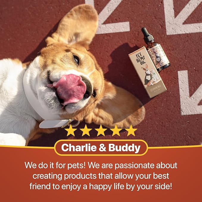Charlie Buddy - Hеmp Oil for Dogs Cats - Hip and Joint Support and Skin Health - Anxiety, Calm, Pain - Omega 3, 6, 9 and Vitamins B, C, E