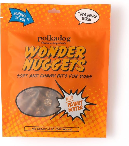 Polkadog Peanut Butter Wonder Nuggets Dog Treats – Vegan, All-Natural Pet Training Treat for Dogs – Healthy, Handmade Puppy Snacks – Bite-Sized, Soft, Chewy Treats for Pets – 10 oz