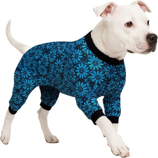 LovinPet Large Dog Onesie Shedding Suit for Female Dogs, Bodysuit for Large Dogs,Lightweight Stretchy Fabric,Floral Print Pet Jumpsuit,Uv Protection Tshirt,Easy to Wear 4 Legged Big Dog Pajamas,XL