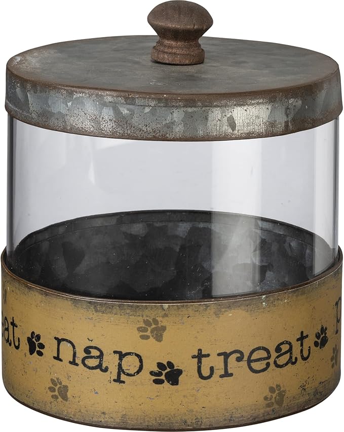 Primitives by Kathy Rustic Pet Tin Bins - Dog Food & Toy Storage Set, 'Toys & Beware of Wigglebutts' Themed Containers