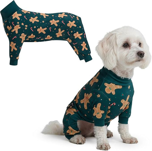 Spark Paws Dog Christmas Pajama, Dog Recovery Suit Male, Onesie, Ultra-Soft and 4-Way Stretch, for Small Medium and Large Breeds - Gingerbread Man - M