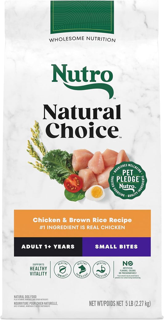 Nutro Natural Choice Small Bites Adult Dry Dog Food, Chicken and Brown Rice Recipe, 5 lbs.