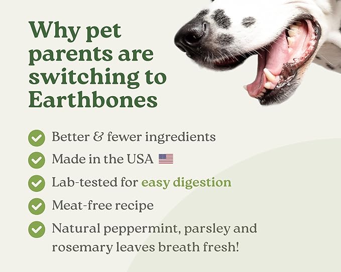 Earthbones Dental Chews for Dogs 10-20lbs, 30 Bones