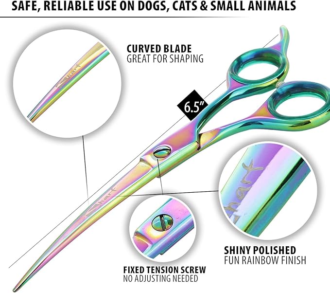 Premium 6.5 Inch Curved Grooming Scissors for Dogs - Sharp, Precise, and Comfortable - Durable Construction for Long-lasting Performance - Safety and Style Combined - Pet Grooming Scissors for dogs