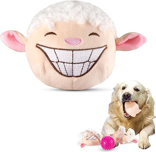 Dog Toys for Aggressive Chewers (3in1) - Squeaky Dog Toys Interactive - Dog Toys for Medium Dogs, Large & Small Breeds - Puppy Teething Chew Dog Toy - Juguetes Perros - Sheep