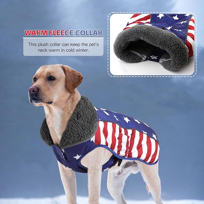 Doglay Dog Coat, Waterproof Dog Jacket Pet Winter Coat for Cold Weather with Thicken Furry Collar, Reflective Puppy Winter Jacket Warm Fleece Lining for Small Medium Large Pets