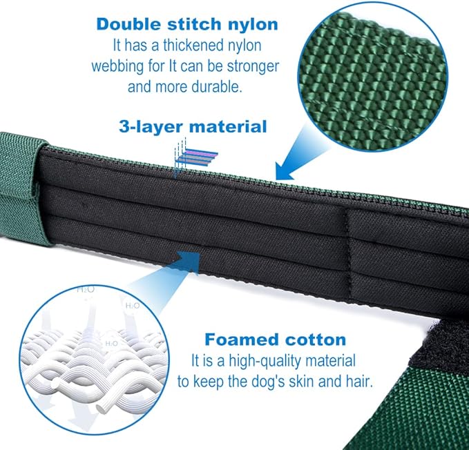 TSPRO Tactical Dog Collar, Adjustable, with Patch & Double Needle Metal Buckle, Heavy Duty for Large to Extra Large Dogs, Durable for Walking, Running, Hiking & Training (Green L-XL)