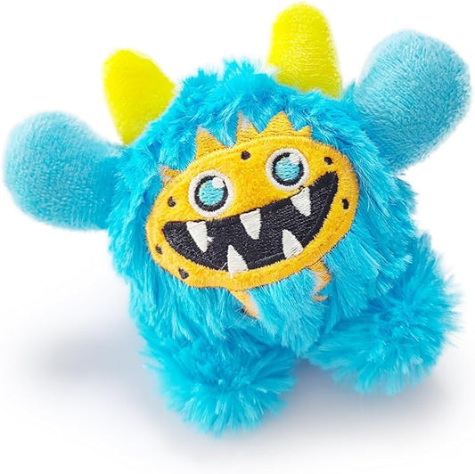 Plush Squeaky Dog Toy Ball, Chew Guard, Soft and Comfortable, Training and Companionship, Little Monster Puppy Toys Suitable for All Breeds, (Blue, Small)