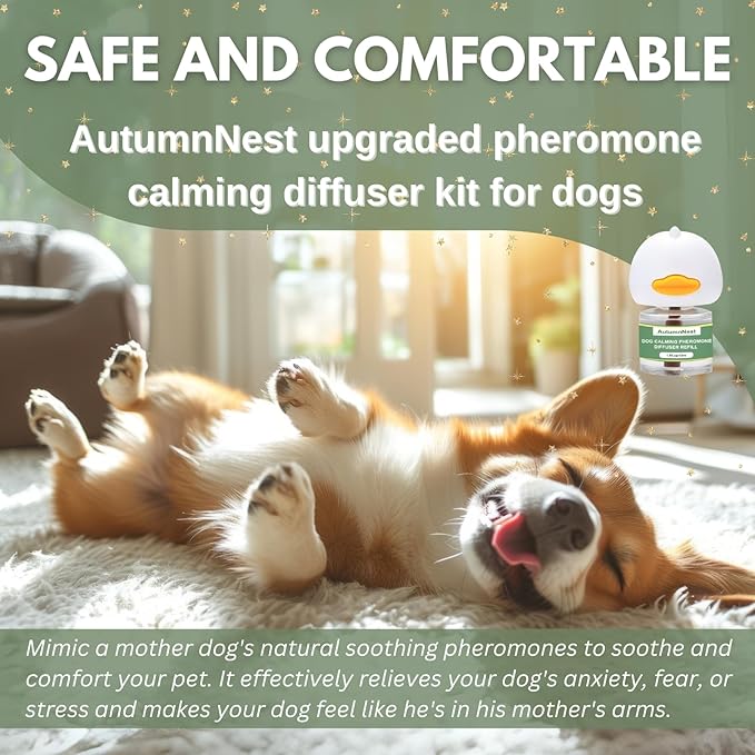 Dog Pheromone Calming Diffuser Kit, Pet Diffuser Kit (2 Plug-in + 4 Packs 48ml Refill) for Stress Support, Helps Reduce Barking & Aggression, 120 Day Supply (Non-Toxic, Safe & Inedible)