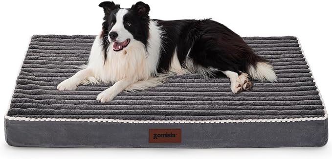 XL Dog Crate Bed for Extra Large Dogs - Waterproof Puppy Bed for 42 Inch Kennel with Removable Washable Corduroy Cover, Orthopedic Support with Egg Crate Foam Filling, Grey