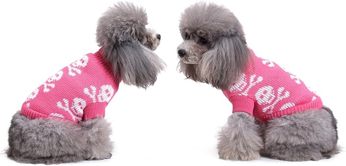Skull Dog Sweater Holiday Halloween Christmas Pet Clothes Soft Comfortable Dog Clothes - Pink