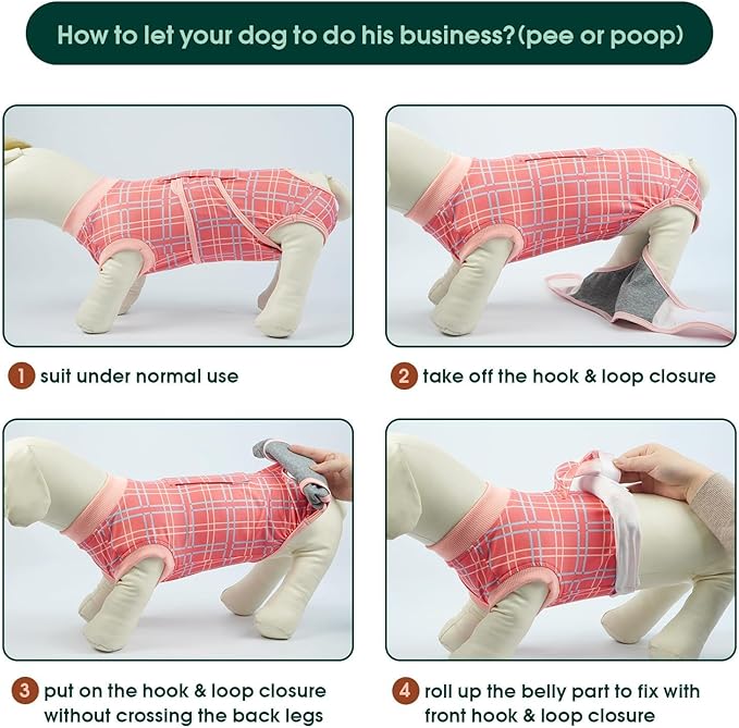 Kuoser Dog Recovery Suit for Female Male Dogs, Post-Surgery Bodysuit for Spay Neuter, Dog Onesie After Surgery, Anti-Licking Pet Surgical Recovery Suit, Pink XL