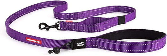 EzyDog Soft Trainer Dog Leash with Traffic Control Handle - Reflective Stitching for Nighttime Safety and Superior Strength and Comfortability for Training Large to Medium Dogs (72”, Purple)