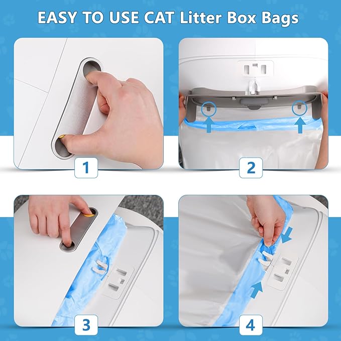 120 Count Cat Litter Bags for Automatic Litter Box, Fit for MeoWant-SCO1 and MeoWant-SCO2, Thick Heavy Duty Drawstring Self-Cleaning Cat Litter Box Liners Bag -17.7" x 19.68"