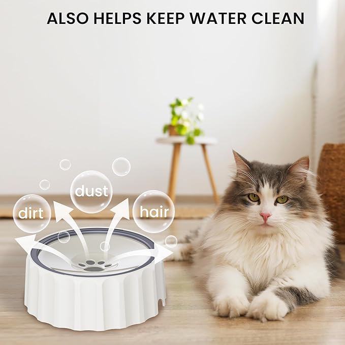 Dog Water Bowl 70oz/2L Large Capacity Water Dispenser No Spill Non Slip No Splash Pet Slow Feeder No Drip Vehicle Carried Travel Slow Drinking Bowl for Dogs Cat(White)