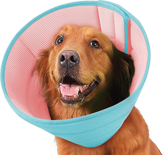 Soft Dog Cone Recovery Collars & Cones After Surgery for Medium Large Dogs, Comfy Ecollars to Stop Licking, Adjustable, Dog Ecollars for Recovery Plastic: Superior Support Fabric: Soft Comfort, XL