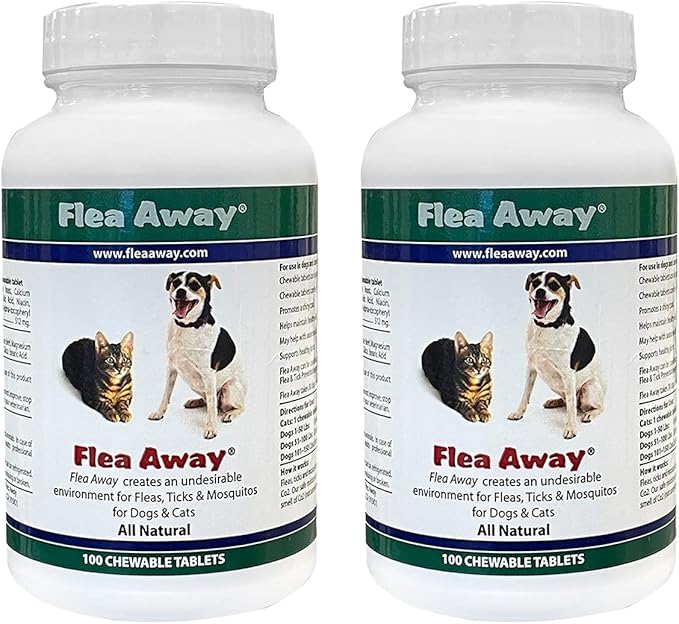All Natural Supplement for Fleas, Ticks, and Mosquitos Prevention for Dogs and Cats, 100 Chewable Treat Tablets, 2 Pack
