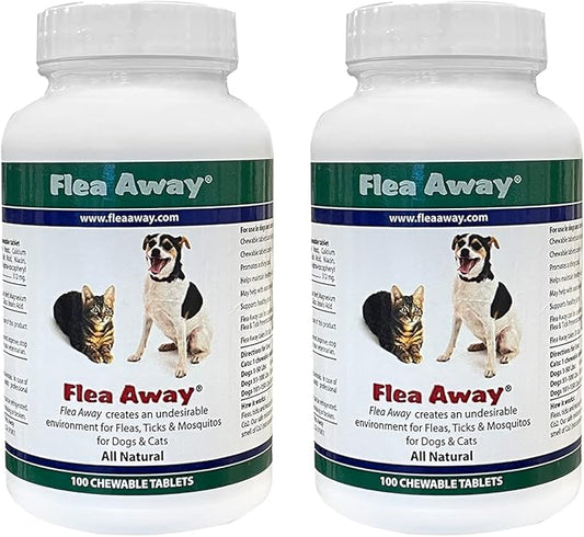 All Natural Supplement for Fleas, Ticks, and Mosquitos Prevention for Dogs and Cats, 100 Chewable Treat Tablets, 2 Pack