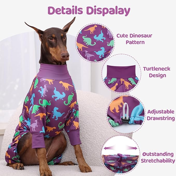 Dog Pajamas Large Size, Big Dog Onesie Clothes, Anti Shedding and Licking, Post Surgery Recovery Pet Pjs, Cotton Soft Material Stretchable Pet Pajamas U-COSP03XL