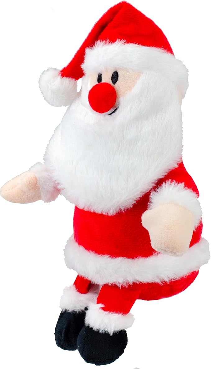 Giftable World Holiday Plush Pet Toy Fun for Christmas Designs with Squeaker Dog Chew Toy (9" Santa w/Squeaker & Crinkle)