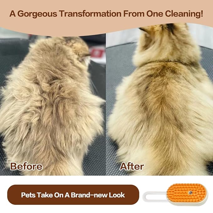 Multifunctional Steam Pet Brush, Suitable For Cats And Dogs, anti-static Cat Grooming Products (orange)
