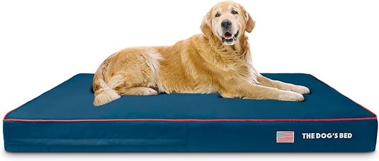 The Dog’s Bed Orthopedic Memory Foam Dog Bed, XXXL Blue Oxford with Red Trim USA Flag 64x44, Pain Relief for Arthritis, Hip & Elbow Dysplasia, Post Surgery, Supportive, Calming, Waterproof Washable