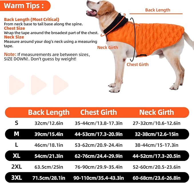 Nanaki Easy On Adjustable Pet Winter Coat Vest-Cold Weather XL Dog Coats with Hood, Warm Reflective Dog Puffer Vest Snowsuit for Pitbull, Soft Lightweight Puffer Coat for Outdoor Activities, Orange