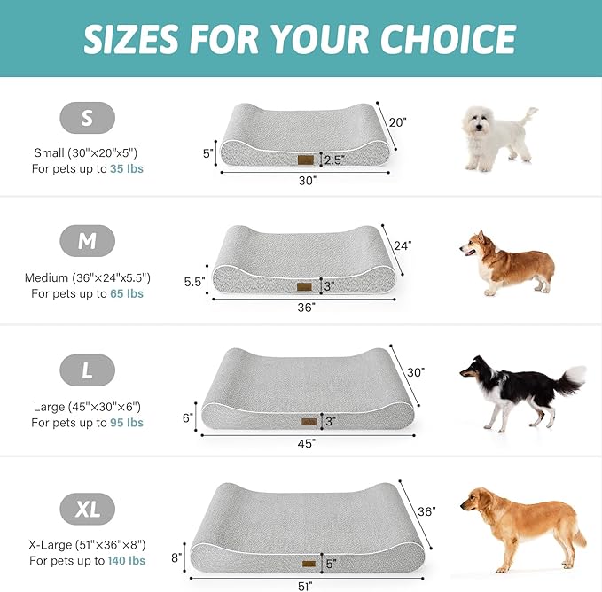 Orthopedic Dog Bed for Small Dogs up to 35 lbs - Removable Cover with Waterproof Lining & Non-Skid Bottom, Cotton-Polyester Blend Boat-Shaped Lounger Mattress, S(30x20x5in), Light Gray