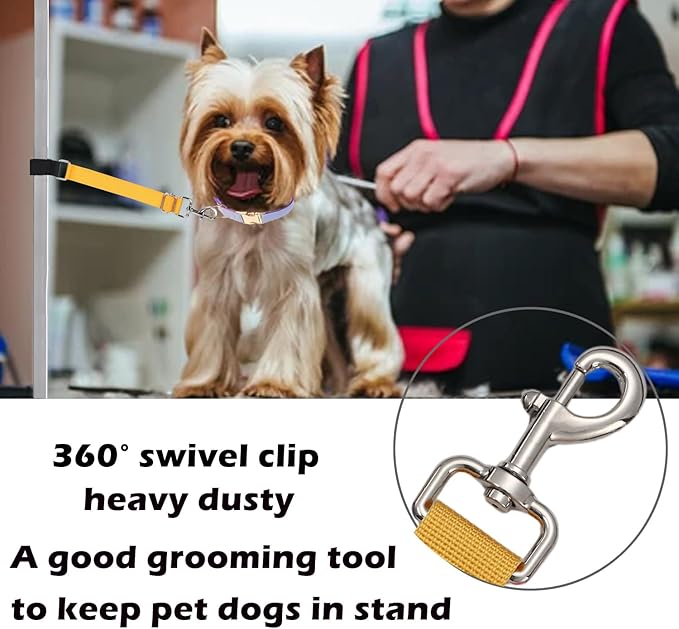 Pet Dog Grooming Table Arm Accessories Dog Grooming Loops for Table Arm Extender Adjustable Extension Loop Bathing Restraint Leash for Small & Medium Dogs (Yellow & Orange)