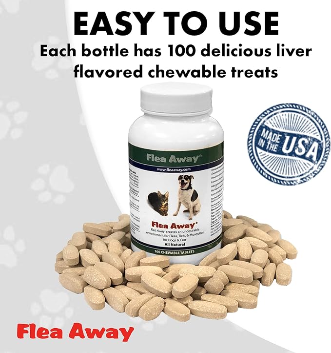 All Natural Supplement for Fleas, Ticks, and Mosquitos Prevention for Dogs and Cats, 100 Chewable Tablets, 3 Pack